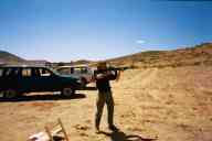 (Shooting at chez Maly, August 2002) Abe Smith shoots M96 Rifle
