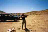 (Shooting at chez Maly, August 2002) Abe Smith shoots M96 Rifle