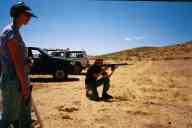 (Shooting at chez Maly, August 2002) Abe Smith shoots FAL