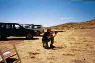 (Shooting at chez Maly, August 2002) Abe Smith shoots FAL