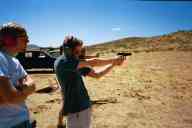 (Shooting at chez Maly, August 2002) TB shoots CZ-85 Combat