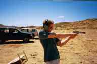(Shooting at chez Maly, August 2002) TB shoots S&W 629