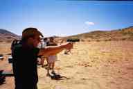 (Shooting at chez Maly, August 2002) Abe Smith shoots CZ-75B-SA