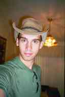 (chez Zak Smith, August 2002) Abe Smith with old hat