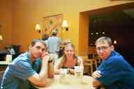 (Playing in Boulder, August 2002) Abe Smith, Katie Condon, Zak Smith at lunch
