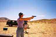 (Shooting at chez Maly, August 2002) Sasha Garofalo shoots CZ-75B-SA