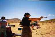 (Shooting at chez Maly, August 2002) Jen Swan shoots S&W 629