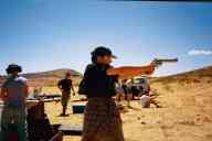 (Shooting at chez Maly, August 2002) Jen Swan shoots S&W 629