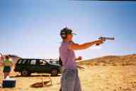 (Shooting at chez Maly, August 2002) Sasha Garofalo shoots S&W 629
