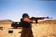 (Shooting at chez Maly, August 2002) Jen Swan shoots M96 Rifle