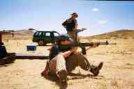 (Shooting at chez Maly, August 2002) Jen Swan shoots M96 Rifle