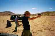 (Shooting at chez Maly, August 2002) Abe Smith shoots CZ-75B-SA in recoil