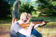 (The Farm, July 2002) Sasha Garofalo takes aim