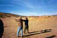 (Chez Maly, January 2003) Abe shooting CZ-75 Compact, Zak
