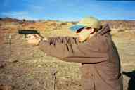 (Chez Maly, January 2003) Abe shooting CZ-75 Compact