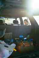 (Chez Maly, January 2003) Katie retreated to car