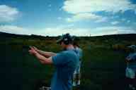 (June 2003 Shutzenfest) Tom shoots the 1911 (.45)