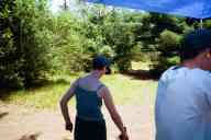 (Shooting at Farm, July 2003) Sasha prepares to shoot the CZ85Combat