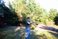 (Shooting at Farm, July 2003) Max shoots trap