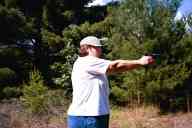 (Shooting at Farm, July 2003) Mom shoots the Dan Wesson 1911