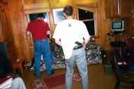 (Farm, July 2003) Abe dances with Combat Commander