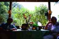 (Chez Garofalo, Lowell, July 2003) Sue and Jim on porch