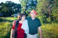 (Farm, July 2003) Mom and Dad walking path