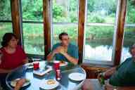 (Farm, July 2003) Mom, Abe, Dad eating dinner on porch