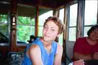 (Farm, July 2003) Sasha during dinner